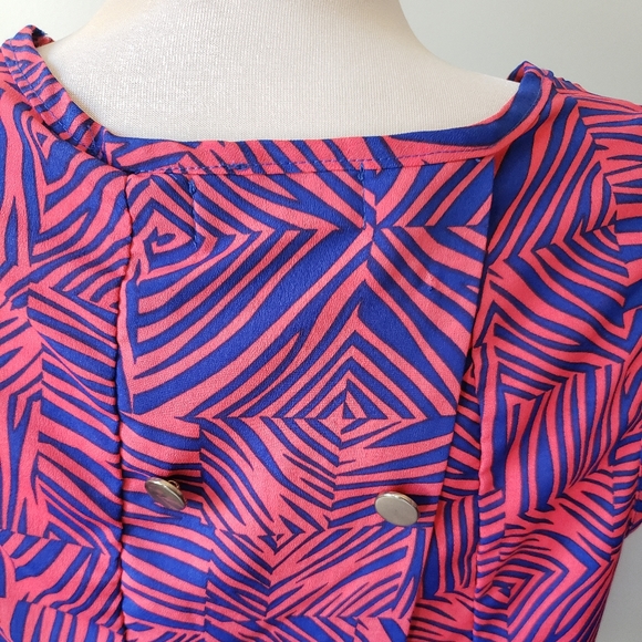 COSTA BLANCA | Abstract Blue & Pink Open Back Top - Picture 2 of 10